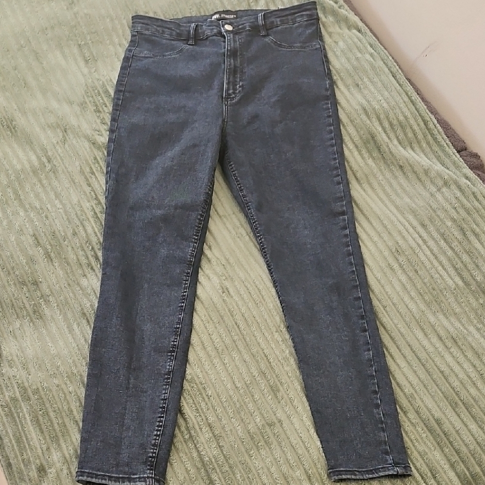 Zara Dark High Waist Blue Skinny Jeans